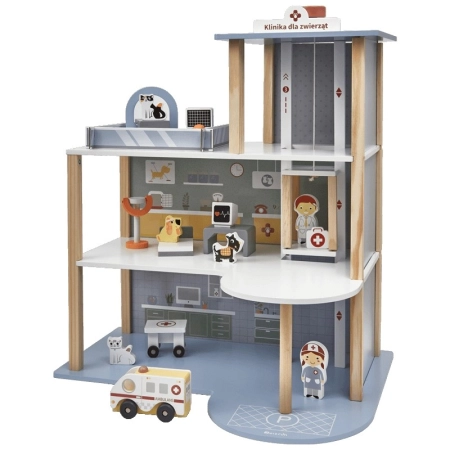 Domek dla lalek - drewniana Klinika dla Zwierząt